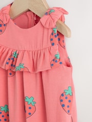 Red Strawberry Printed Baby Long Leg Romper (0mths-3yrs) - Image 3 of 6