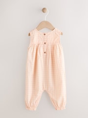 Peach Pink Gingham Baby Frill Front Romper (0mths-2yrs) - Image 2 of 7