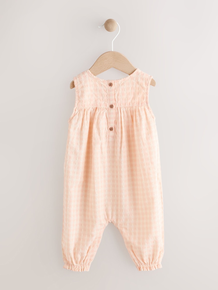 Peach Pink Gingham Baby Frill Front Romper (0mths-2yrs) - Image 2 of 7
