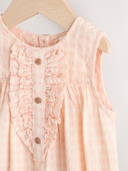 Peach Pink Gingham Baby Frill Front Romper (0mths-2yrs) - Image 3 of 7