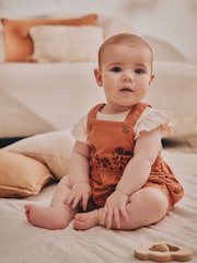 Rust Brown Baby Short Sleeve Bodysuit and Dungarees Set (0mths-2yrs) - Image 1 of 5