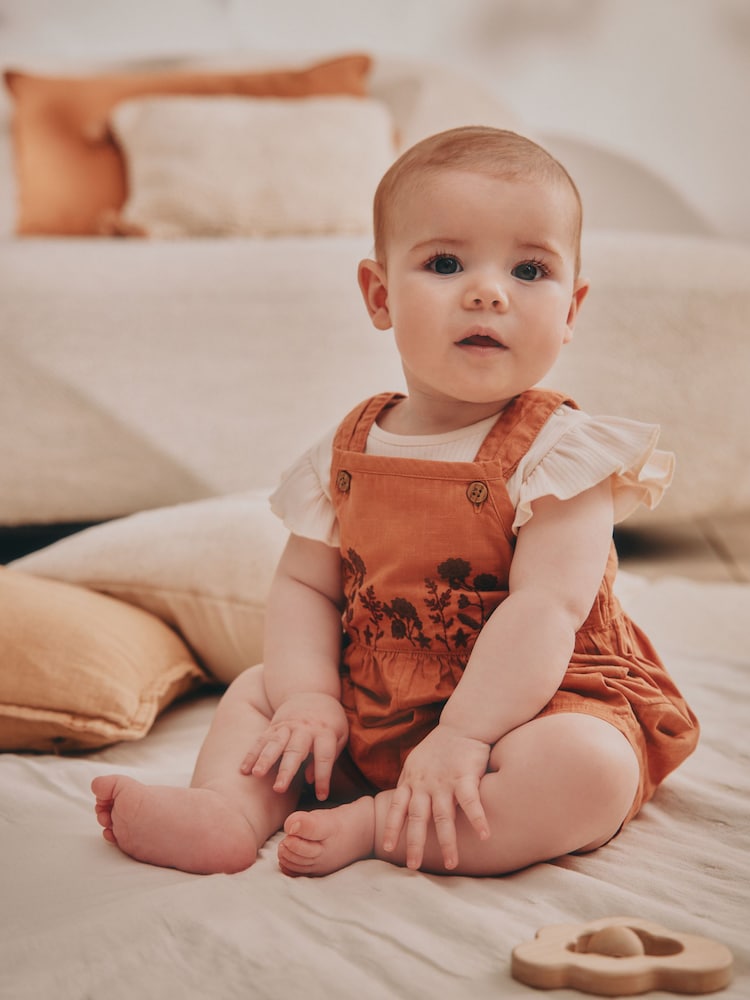 Rust Brown Baby Short Sleeve Bodysuit and Dungarees Set (0mths-2yrs) - Image 1 of 5