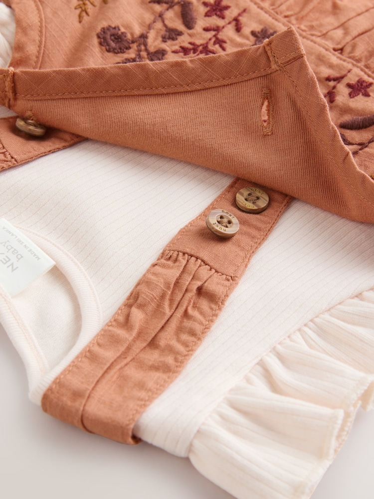 Rostbraun - Baby-Set aus kurzärmligem Body und Latzhosen (0 Monate bis 2 Jahre) - Bild 12 von 12
