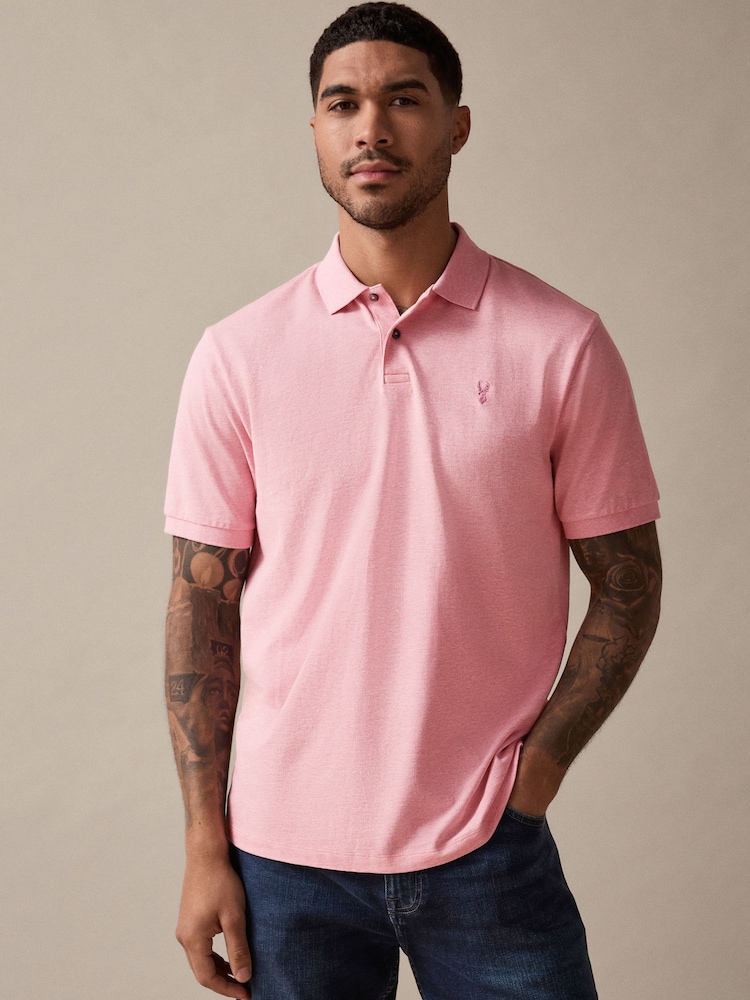 Pink meliert - Reguläre Passform - Kurzärmliges Piqué-Poloshirt - Bild 1 von 8 Pink meliert - Reguläre Passform - Kurzärmliges Piqué-Poloshirt - Bild 1 von 8
