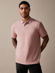 Dusky Pink Regular Fit Short Sleeve Pique Polo Shirt - Image 1 of 8