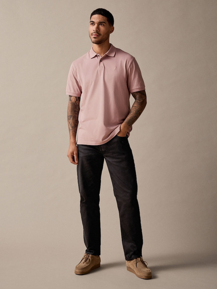 Dusky Pink Regular Fit Short Sleeve Pique Polo Shirt - Image 2 of 8