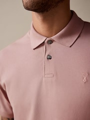 Dusky Pink Regular Fit Short Sleeve Pique Polo Shirt - Image 4 of 8