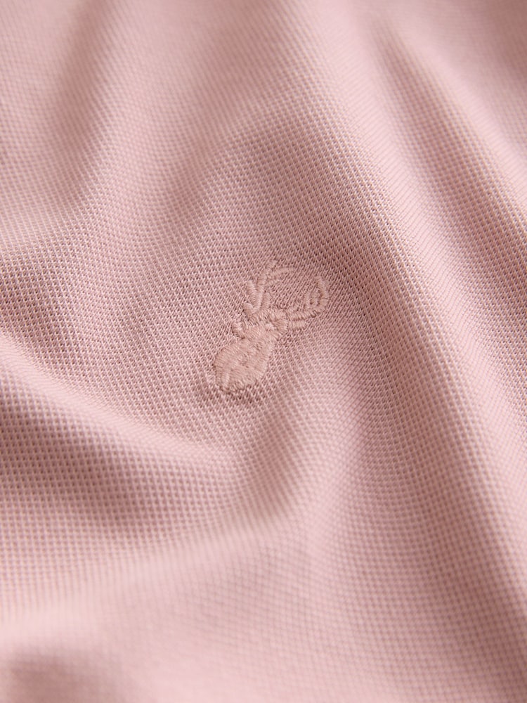 Dusky Pink Regular Fit Short Sleeve Pique Polo Shirt - Image 7 of 8