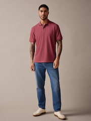 Mid Red Regular Fit Short Sleeve Pique Polo Shirt - Image 2 of 7