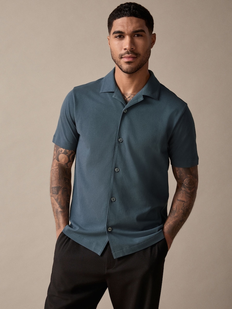 Azul - Short Sleeve Pique Shirt - Imagen 1 de 9