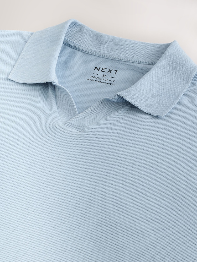 Blau - Kurzärmeliges Pikee-Poloshirt mit kubanischem Kragen - Bild 8 von 8 Blau - Kurzärmeliges Pikee-Poloshirt mit kubanischem Kragen - Bild 8 von 8