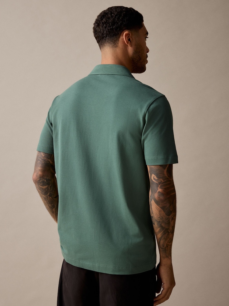 Mineral Green Regular Fit Short Sleeve Pique Polo Shirt - Image 4 of 9