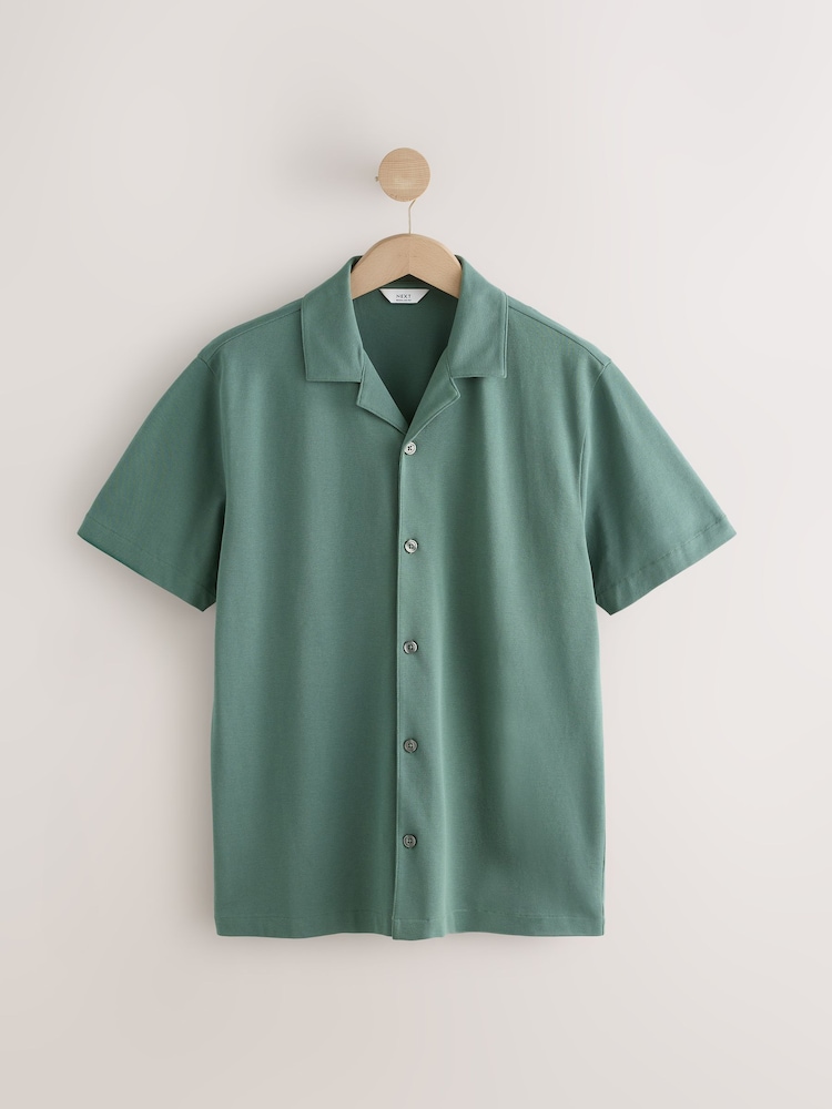 Mineral Green Regular Fit Short Sleeve Pique Polo Shirt - Image 7 of 9