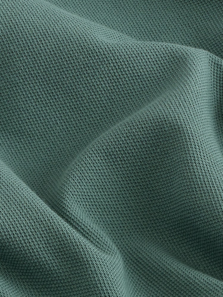 Mineral Green Regular Fit Short Sleeve Pique Polo Shirt - Image 8 of 9