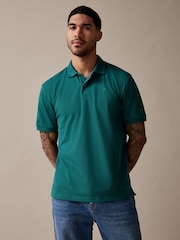 Blaugrün - Reguläre Passform - Piqué-Poloshirt Kurzarm - Bild 1 von 8