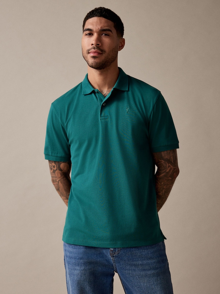 Blaugrün - Reguläre Passform - Piqué-Poloshirt Kurzarm - Bild 1 von 8