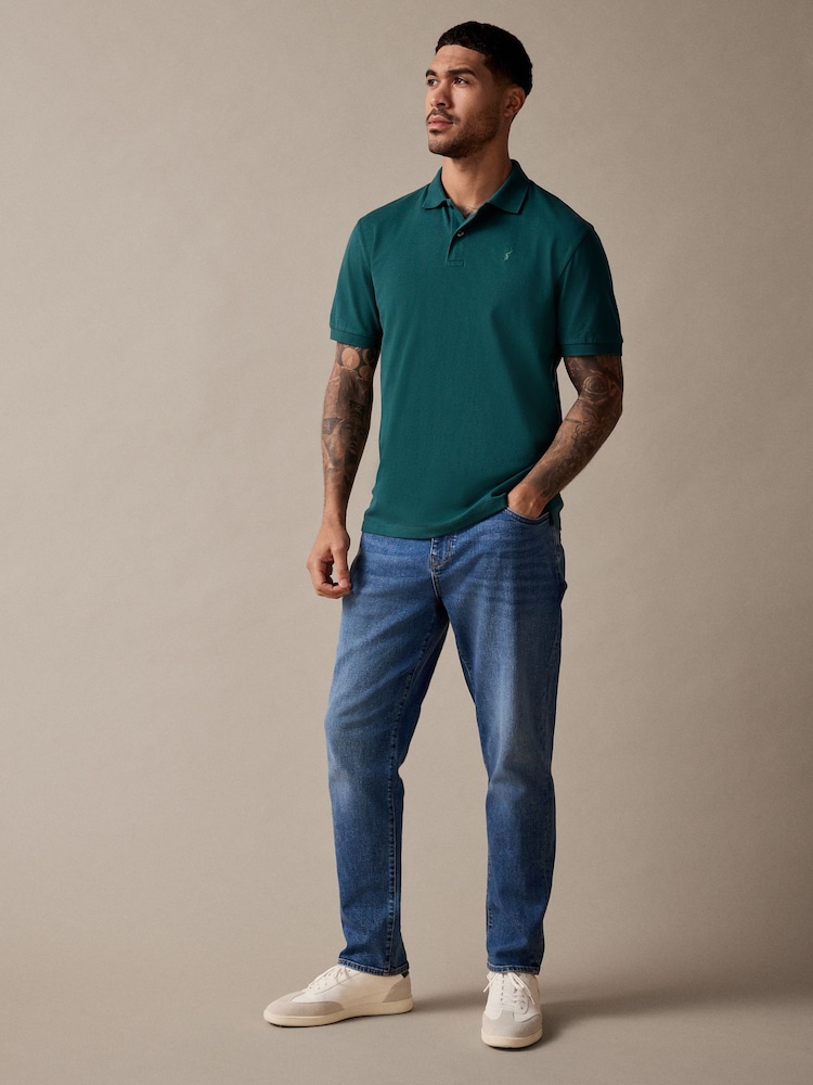 Blaugrün - Reguläre Passform - Piqué-Poloshirt Kurzarm - Bild 2 von 8