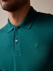Blaugrün - Reguläre Passform - Piqué-Poloshirt Kurzarm - Bild 4 von 8