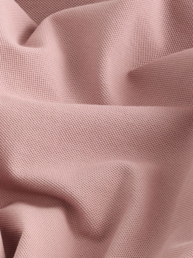 Rose Pink Short Sleeve Cuban Collar Pique Polo Shirt - Image 7 of 8