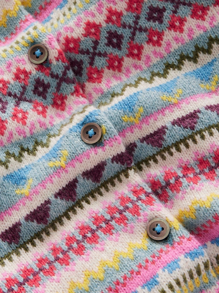 Boden Blue Edie Fairisle Pattern Cardigan - Image 3 of 3 Boden Blue Edie Fairisle Pattern Cardigan - Image 3 of 3
