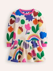 Boden Cream Cosy Printed Sweatshirt Dress - Image 1 of 3