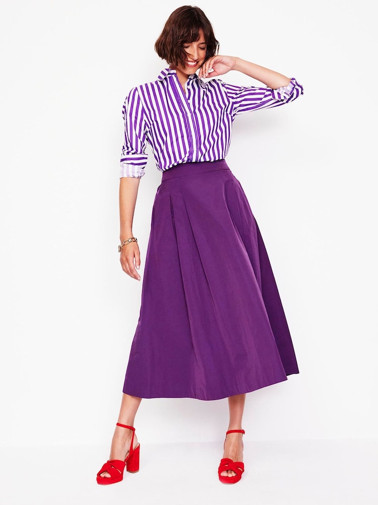 Boden Purple Tall Isabella Taffeta Midi Skirt - Image 1 of 5