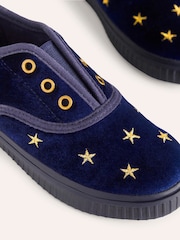 Boden Blue Laceless Velvet Pull-Ons Christmas Shoes - Image 3 of 3