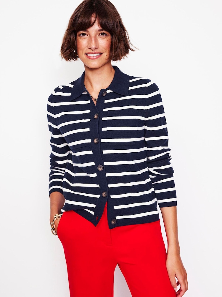 Boden Blue Cotton Blend Knitted Shirt - Image 1 of 6 Boden Blue Cotton Blend Knitted Shirt - Image 1 of 6