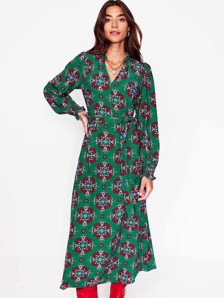 Verde - Boden Notch Neck Midi Dress - Imagen 1 de 5