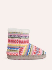 Boden Grey Fairisle Pattern Slipper Boots - Image 1 of 3