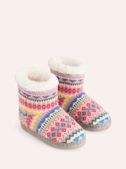 Boden Grey Fairisle Pattern Slipper Boots - Image 2 of 3
