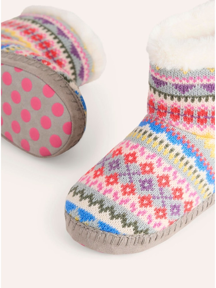 Boden Grey Fairisle Pattern Slipper Boots - Image 3 of 3 Boden Grey Fairisle Pattern Slipper Boots - Image 3 of 3