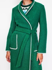 Boden Green Blanket Stitch Wrap Coat - Image 2 of 6