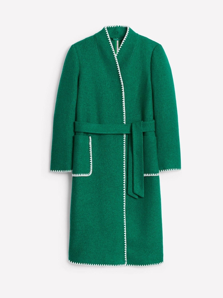 Boden Green Blanket Stitch Wrap Coat - Image 6 of 6