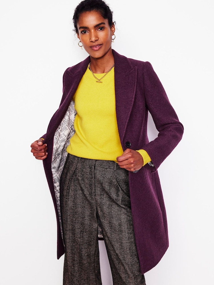 Boden Purple Petite Chichester Textured Coat - Image 1 of 5 Boden Purple Petite Chichester Textured Coat - Image 1 of 5