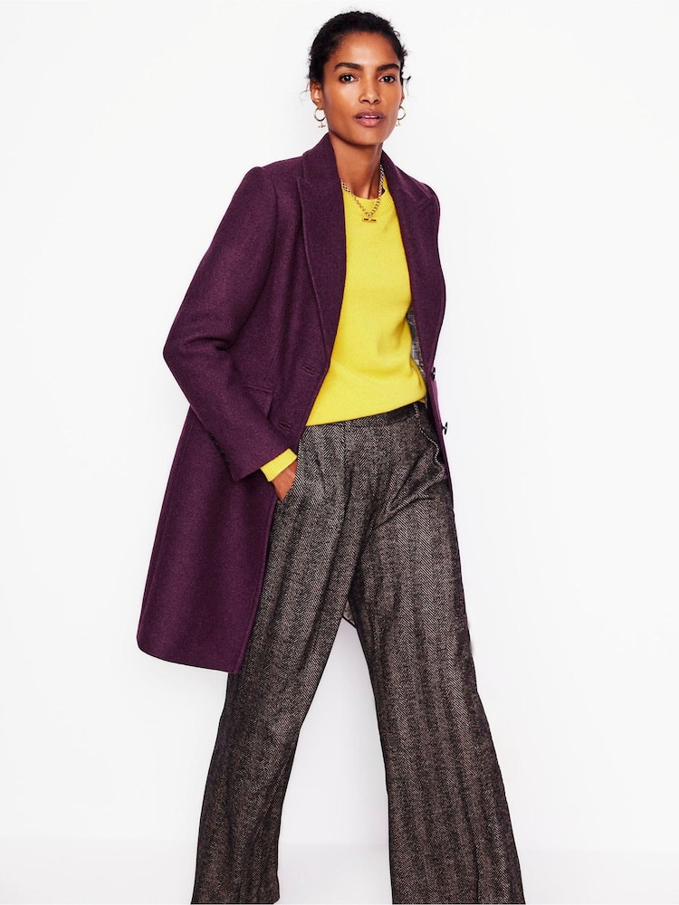 Boden Purple Petite Chichester Textured Coat - Image 2 of 5 Boden Purple Petite Chichester Textured Coat - Image 2 of 5