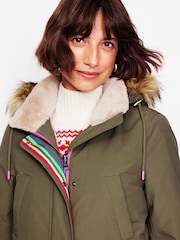 Boden Green Faux-Fur Hood Parka - Image 3 of 4