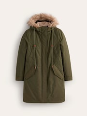 Boden Green Faux-Fur Hood Parka - Image 4 of 4
