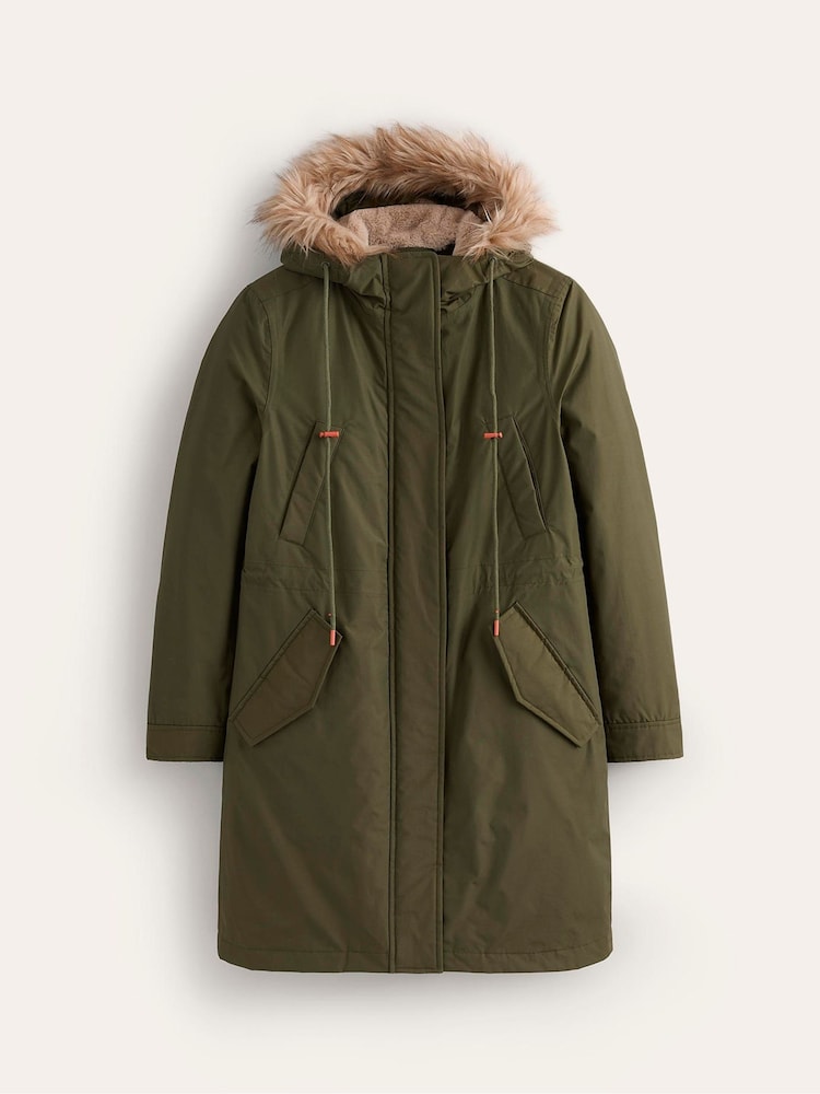 Boden Green Faux-Fur Hood Parka - Image 4 of 4