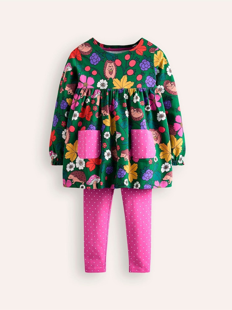 Boden Green 100% Cotton Print Tunic and Leggings Set - Image 1 of 3 Boden Green 100% Cotton Print Tunic and Leggings Set - Image 1 of 3