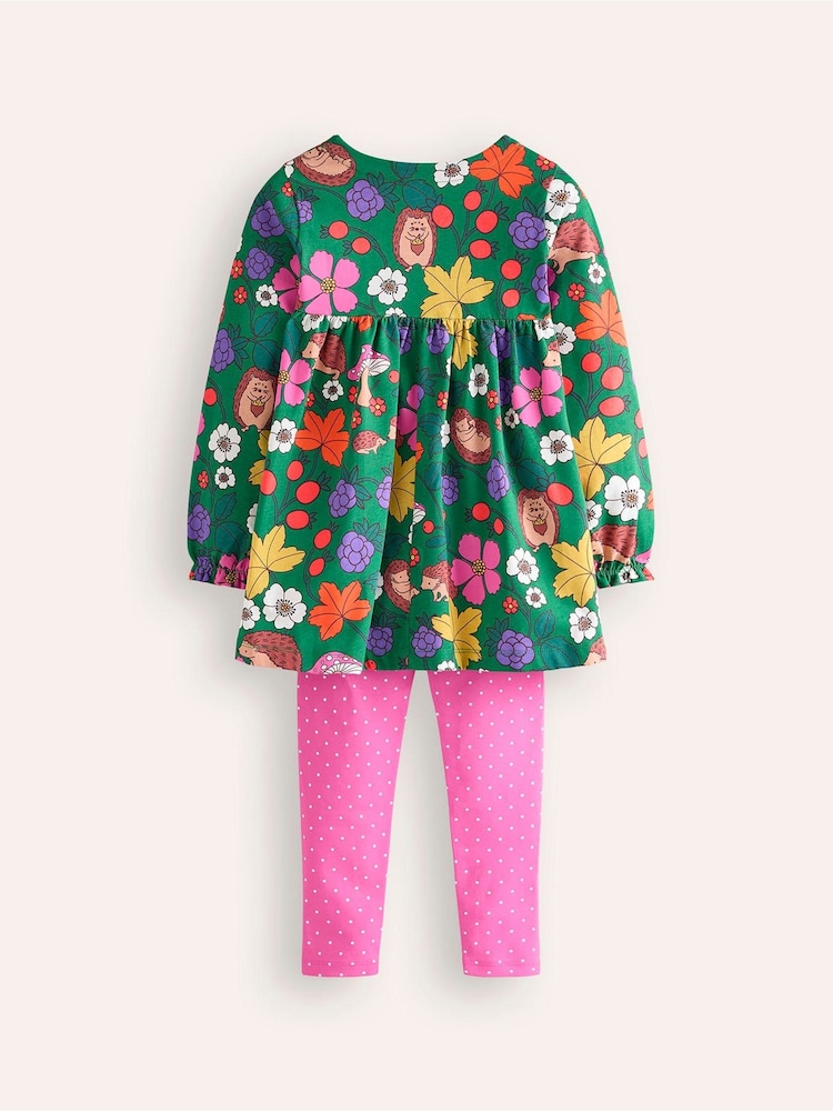 Boden Green 100% Cotton Print Tunic and Leggings Set - Image 2 of 3 Boden Green 100% Cotton Print Tunic and Leggings Set - Image 2 of 3