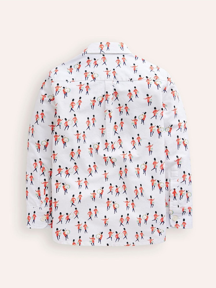 Boden Cream Festive Printed 100% Cotton Shirt - Image 2 of 3