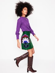 Boden Purple Tia Pointelle Frilled Jumper - Image 4 of 6