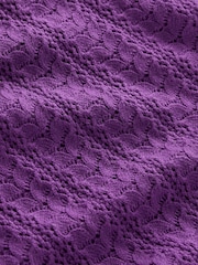 Boden Purple Tia Pointelle Frilled Jumper - Image 6 of 6
