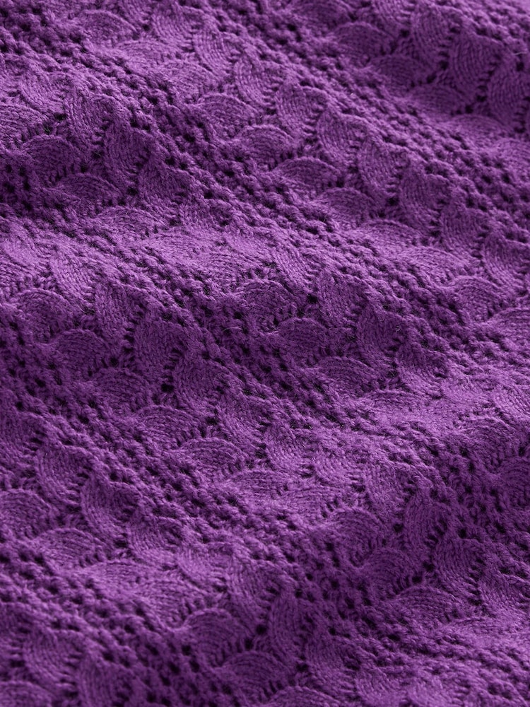 Boden Purple Tia Pointelle Frilled Jumper - Image 6 of 6