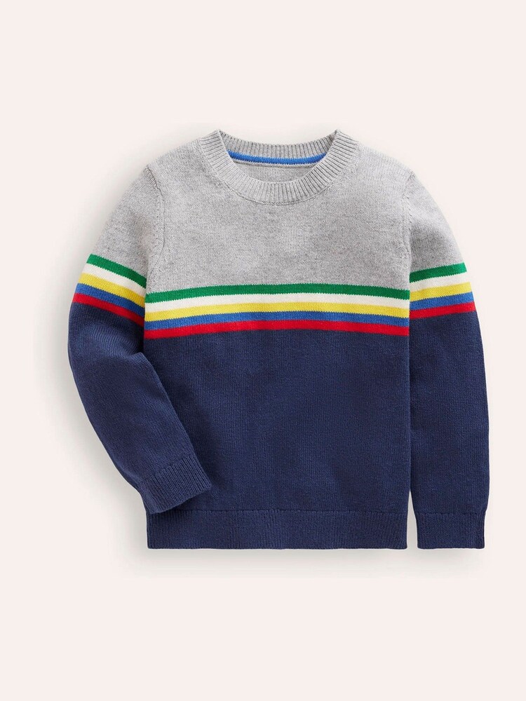 Boden Blue Colour Block Jumper - Image 1 of 3