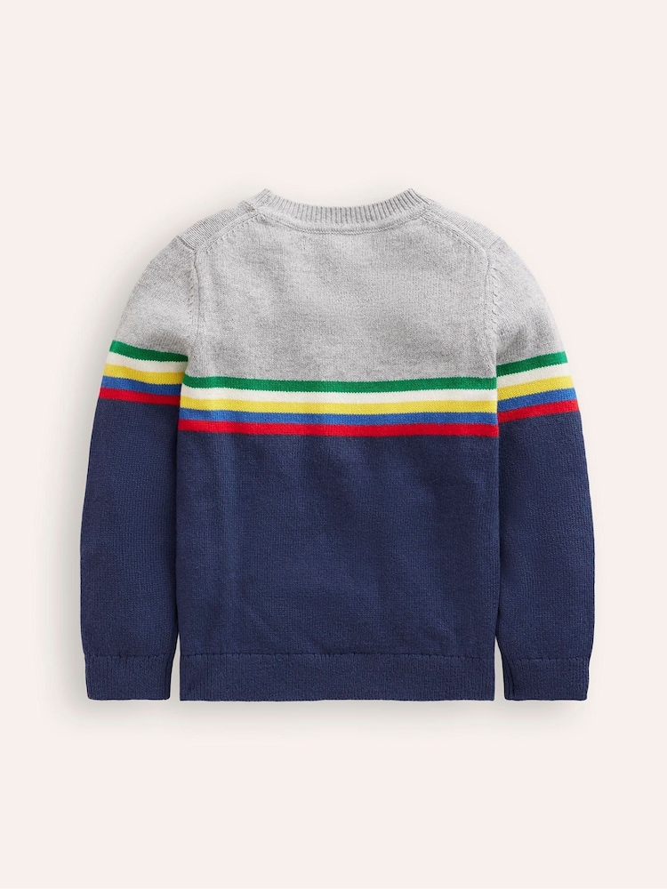 Boden Blue Colour Block Jumper - Image 2 of 3