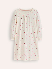 Boden White Heart Printed Long Sleeved Nightie - Image 1 of 3
