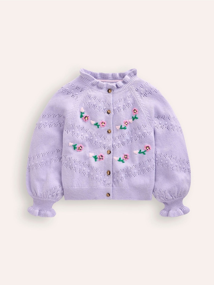 Boden Purple Faye Embroidered Cardigan - Image 1 of 3 Boden Purple Faye Embroidered Cardigan - Image 1 of 3