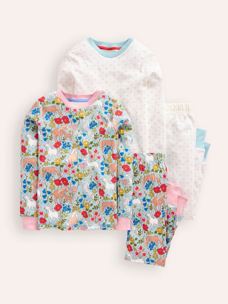 Boden Blue 100% Cotton Snug Pyjamas 2 Pack - Image 1 of 3